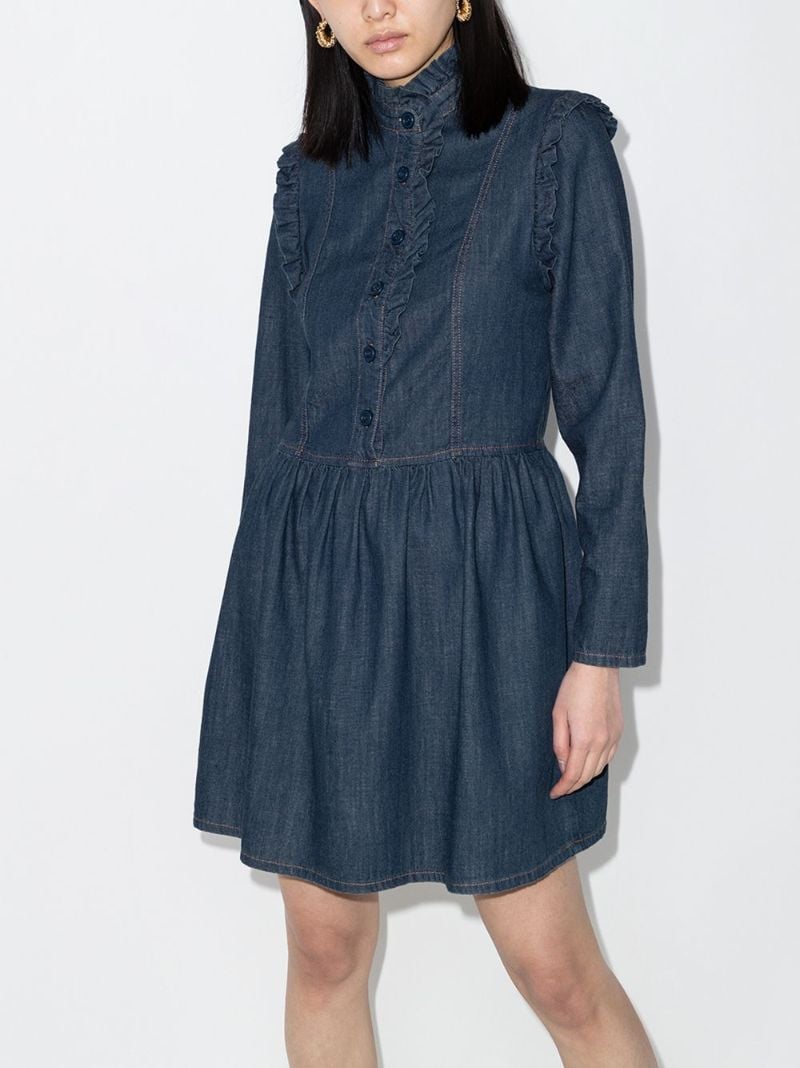 Ruffle-trim Denim Dress