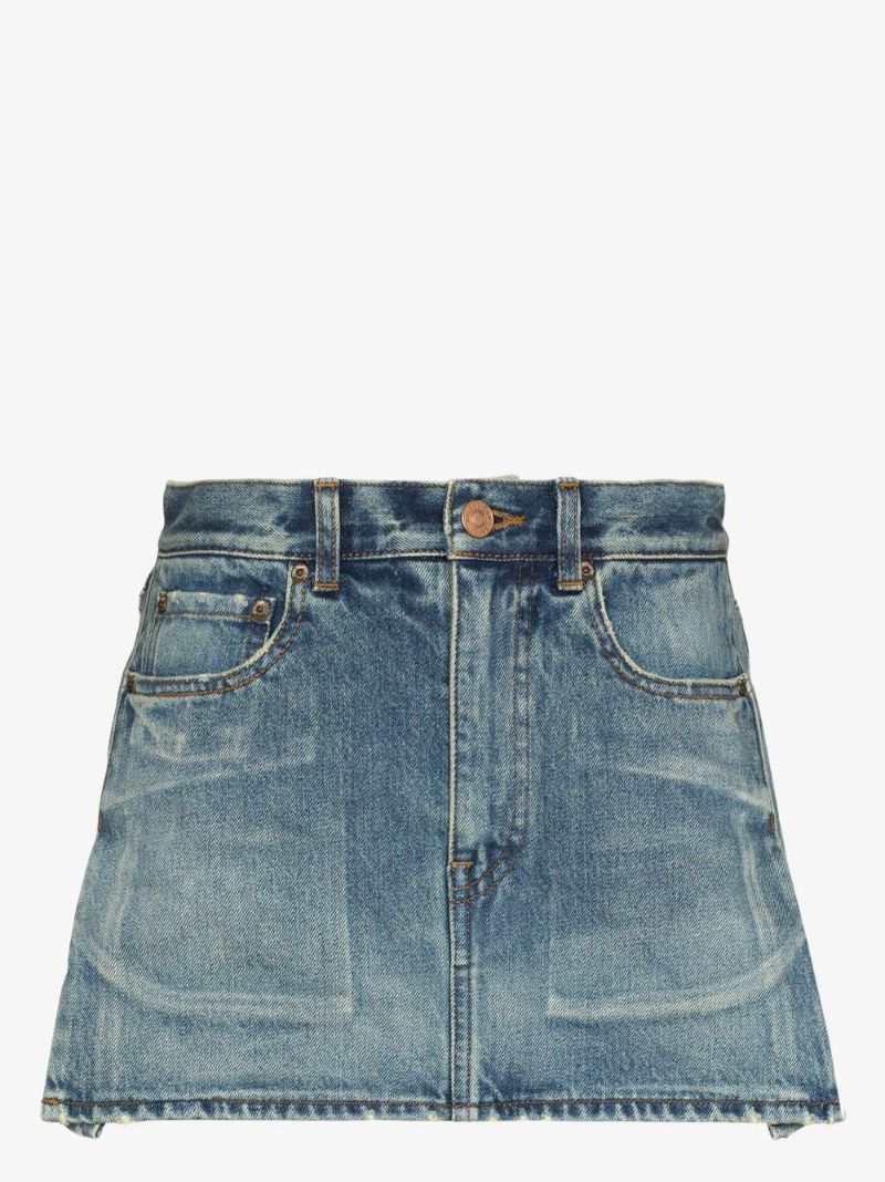 Blue High Waist Denim Skort