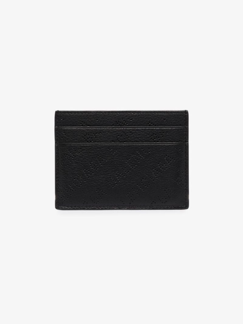 Black Perforated Logo Leather Card Holder