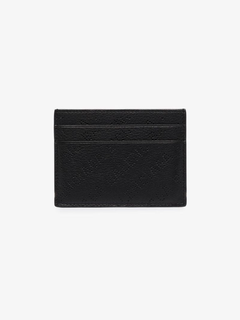 Black Perforated Logo Leather Card Holder