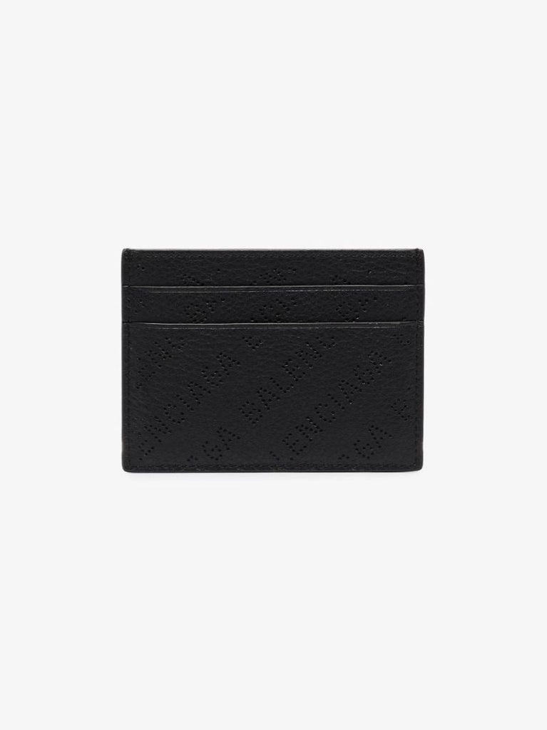 Black Perforated Logo Leather Card Holder