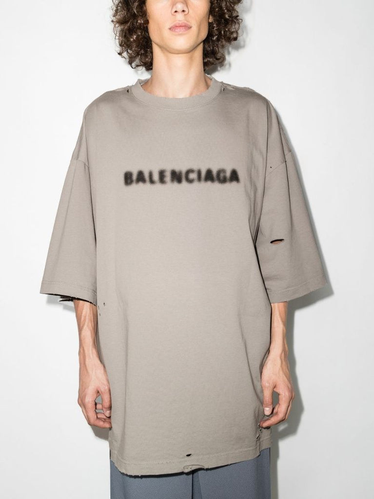 Blurred Logo Distressed T-shirt