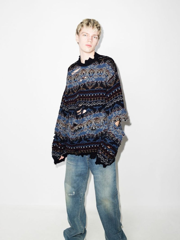 Destroyed Fairisle Wool Sweater