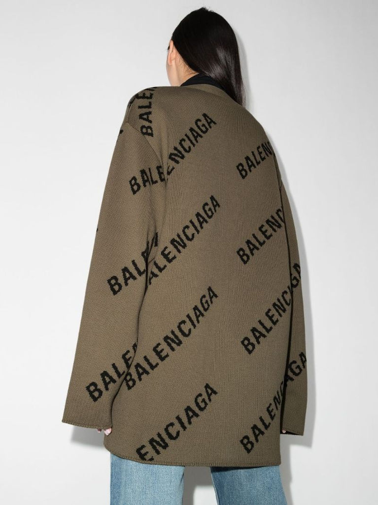 Brown Logo Intarsia Cardigan