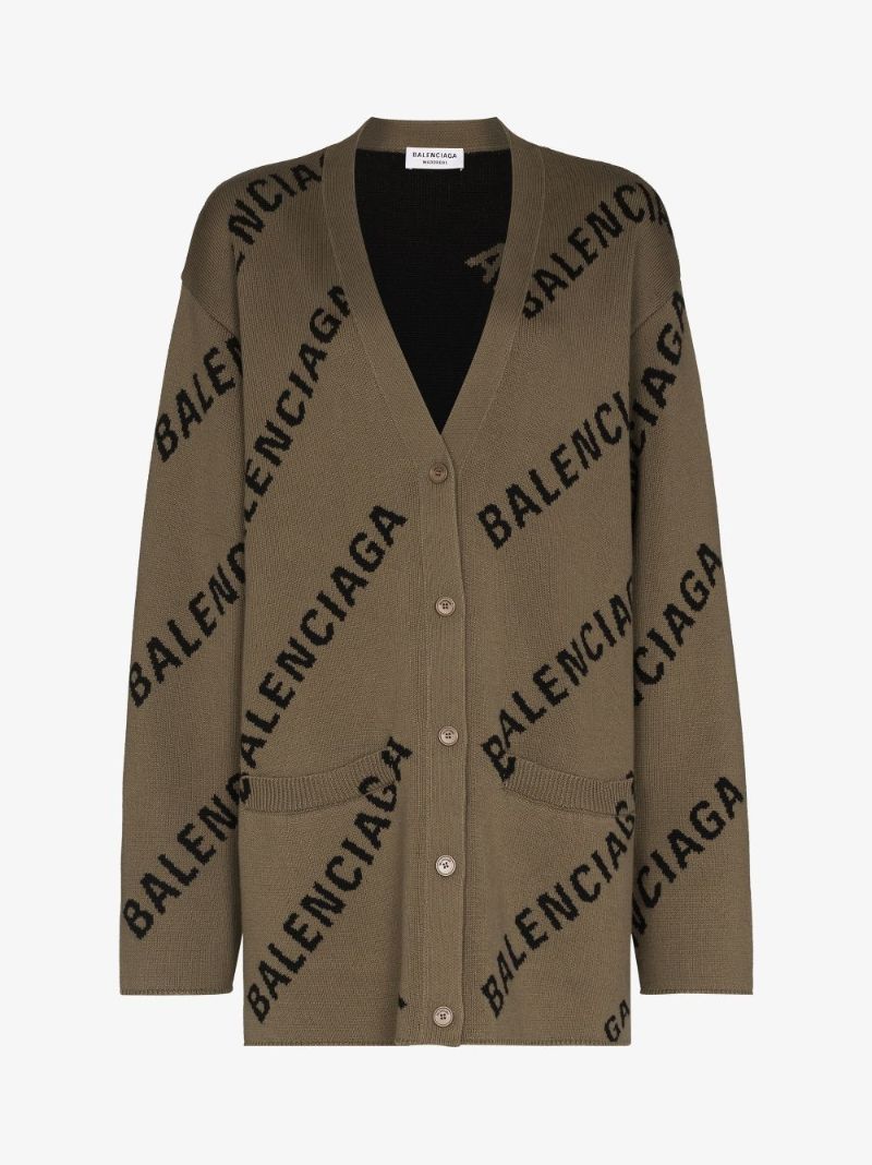 Brown Logo Intarsia Cardigan
