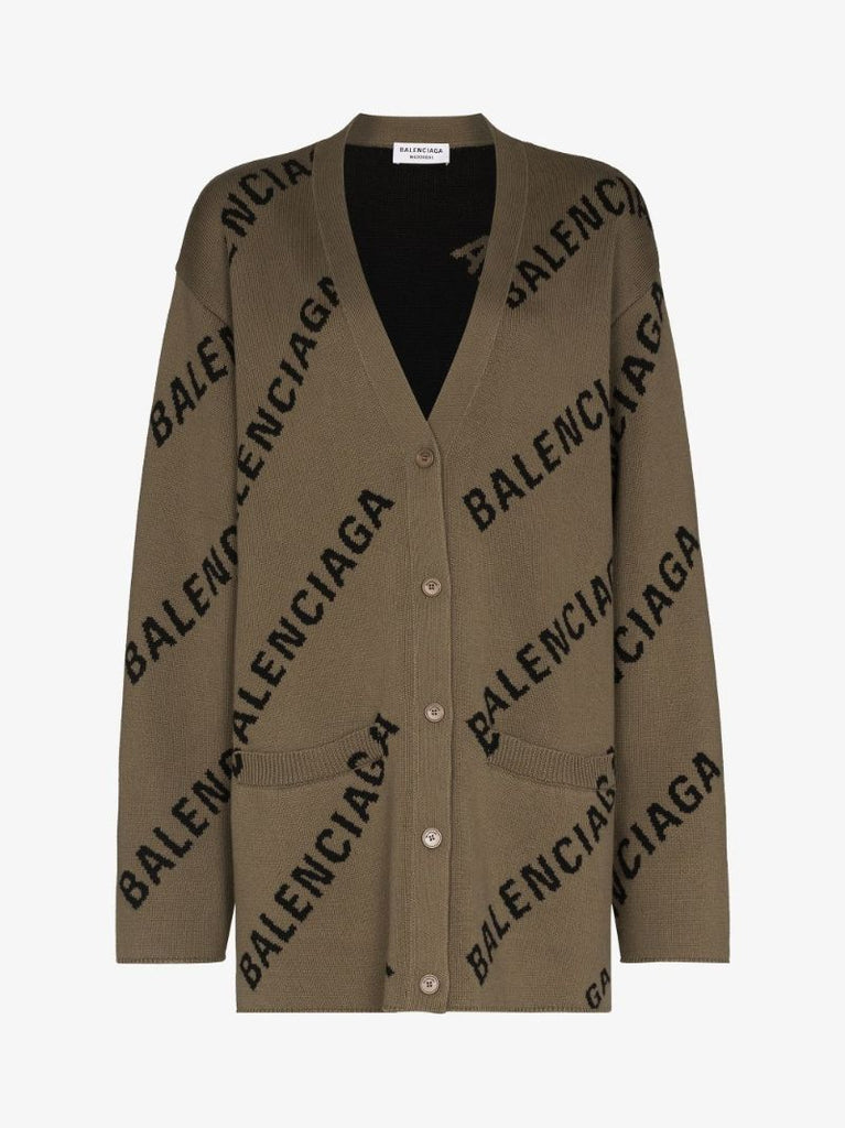 Brown Logo Intarsia Cardigan