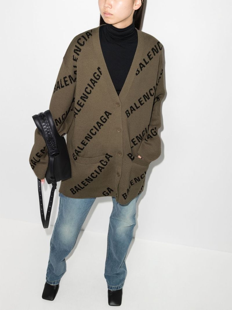Brown Logo Intarsia Cardigan