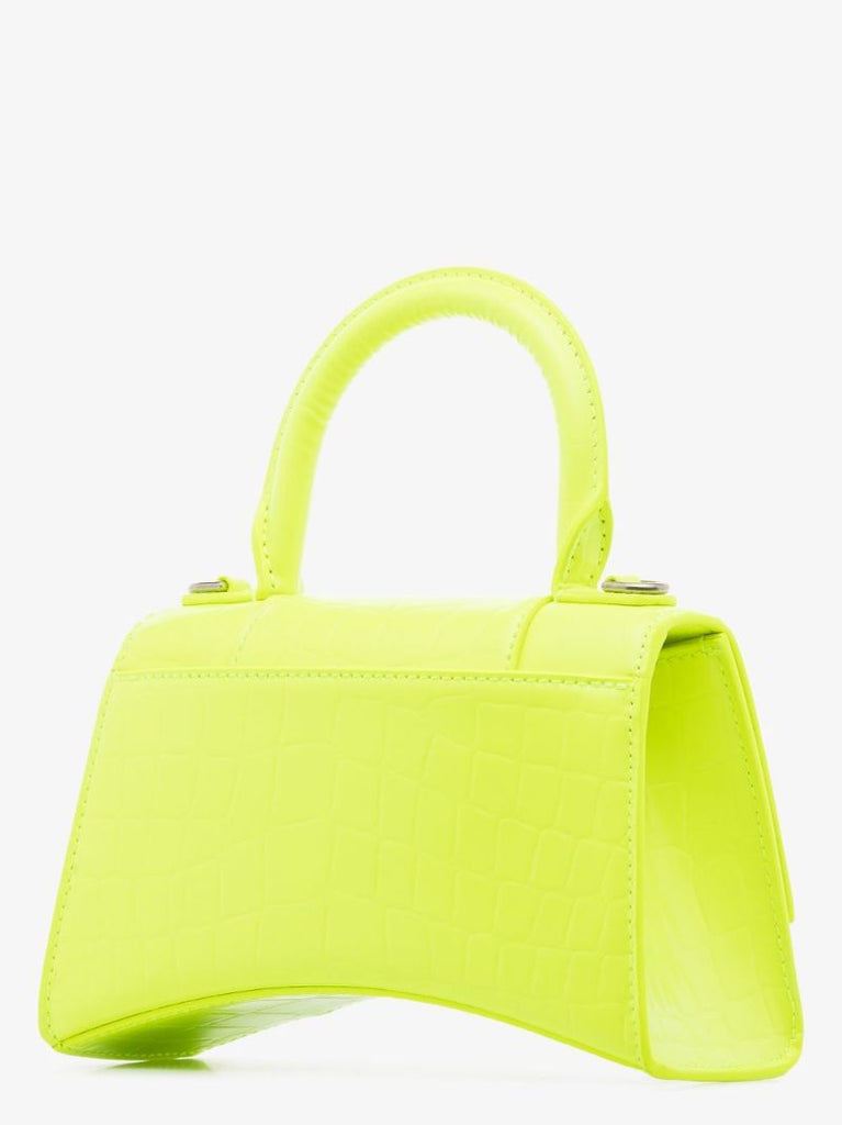 Neon Yellow Xs Mock Croc Leather Top Handle Bag