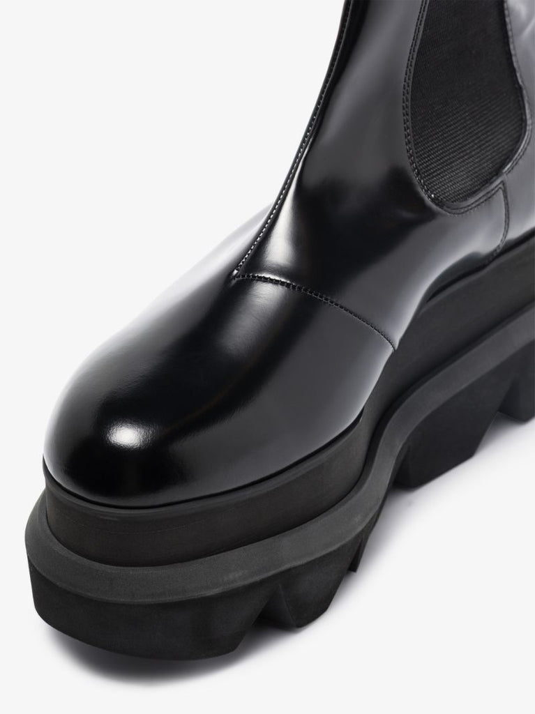 Black 90 Flatform Leather Chelsea Boots