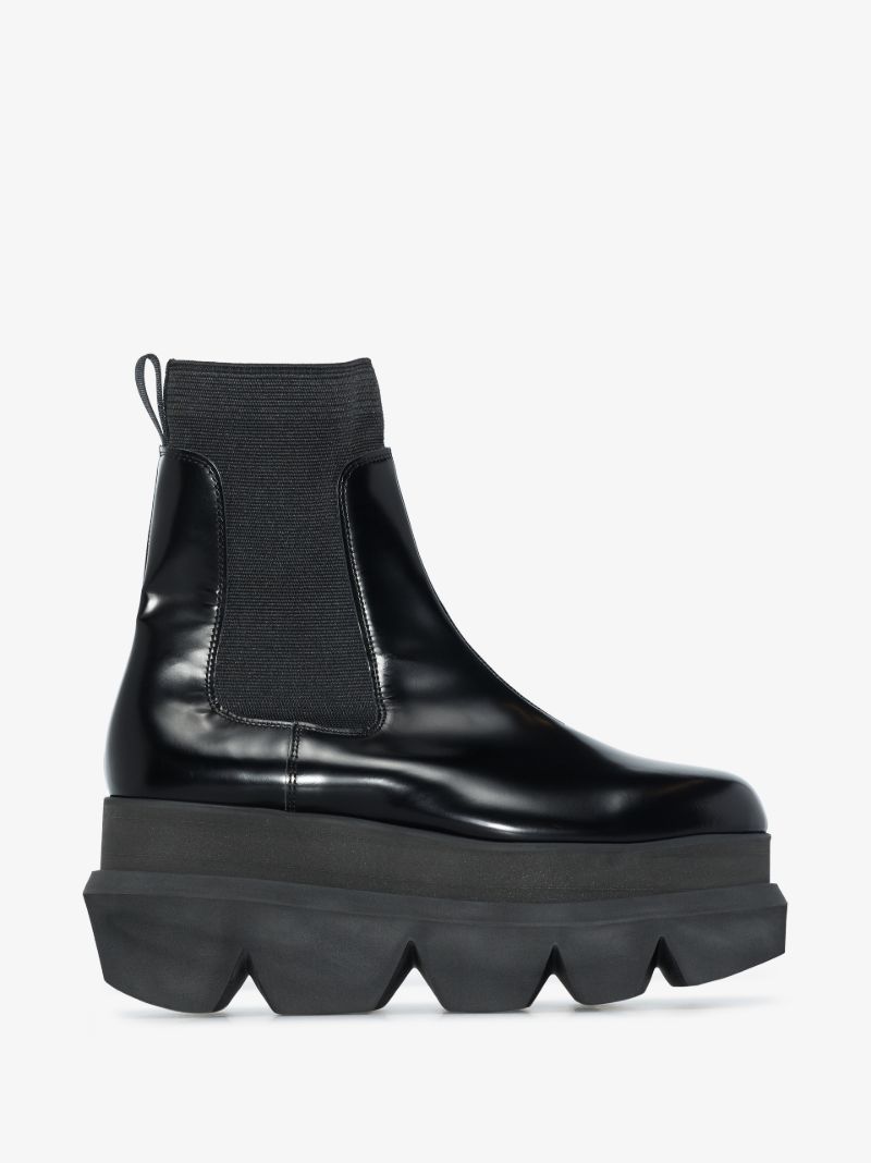 Black 90 Flatform Leather Chelsea Boots