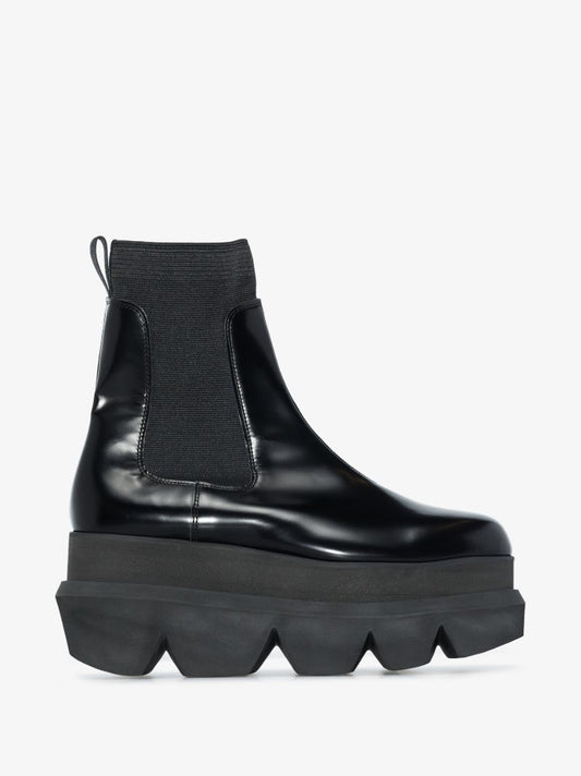 Black 90 Flatform Leather Chelsea Boots