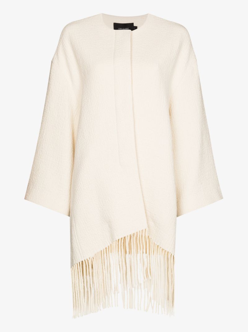 Fringe Hem Cape Coat