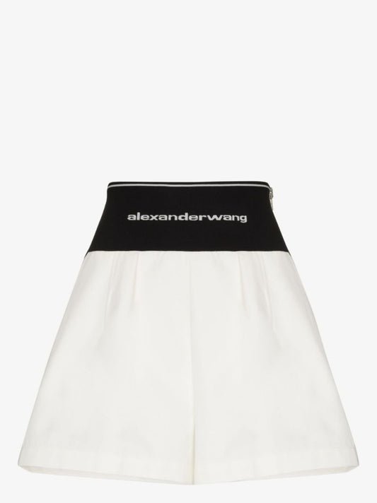 White Logo Waistband Shorts