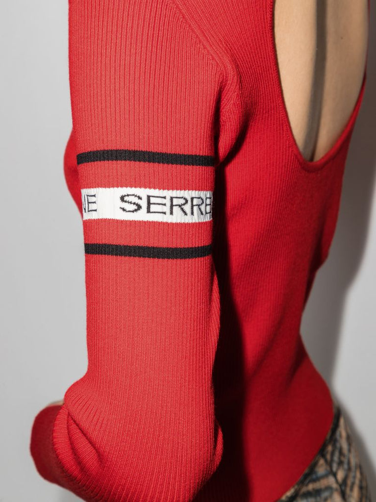Logo Stripe Open Back Sweater