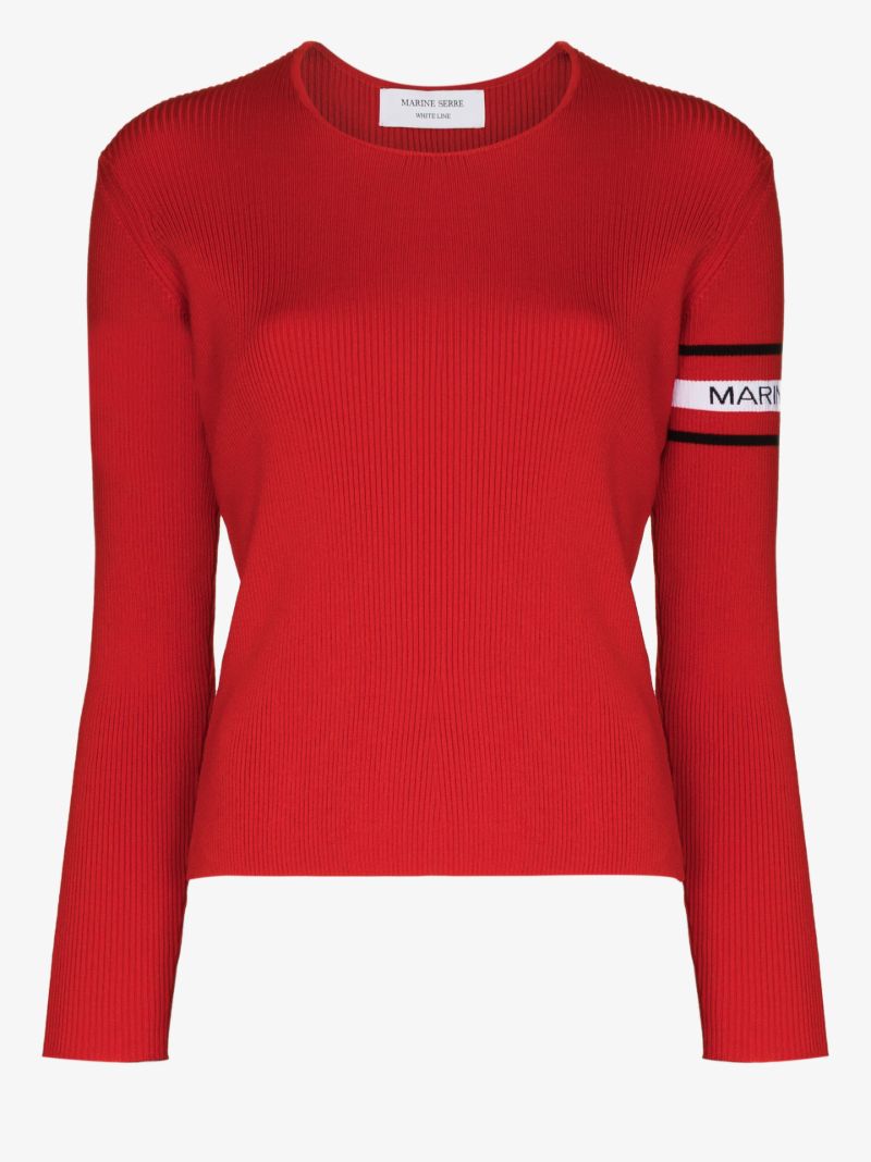 Logo Stripe Open Back Sweater