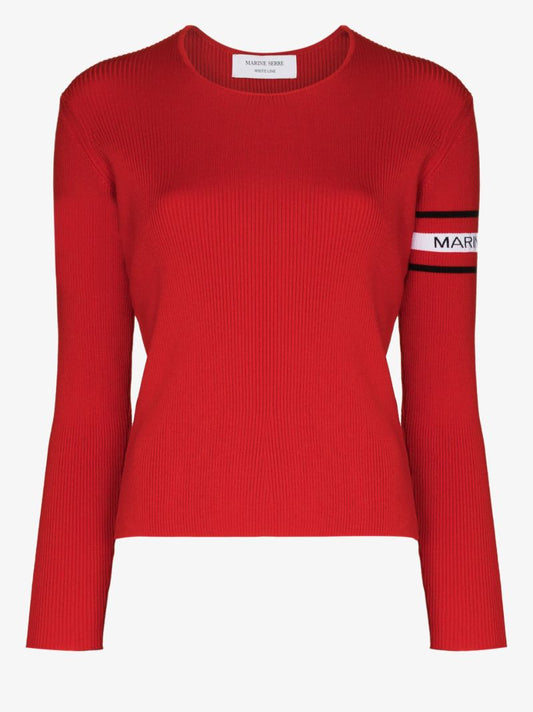 Logo Stripe Open Back Sweater