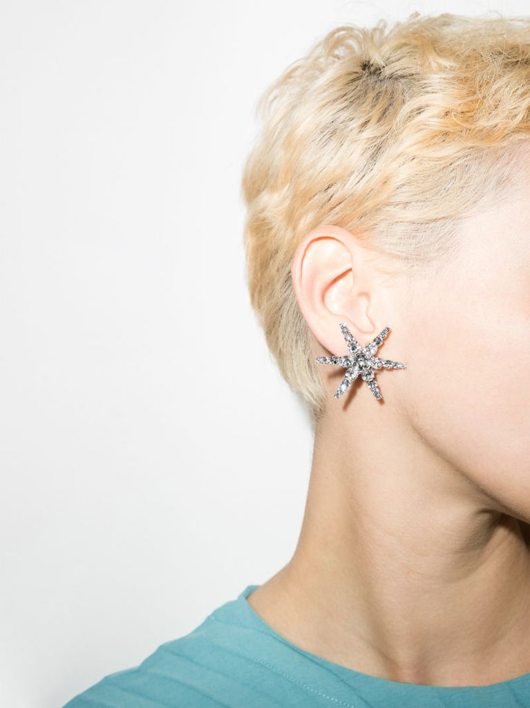 Silver Tone Polaris Crystal Stud Earrings
