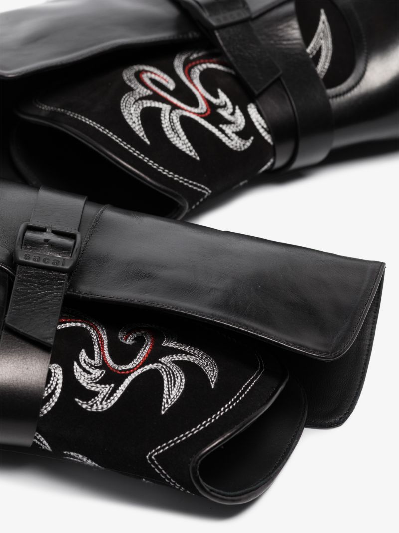 Black 110 Embroidered Leather Ankle Boots