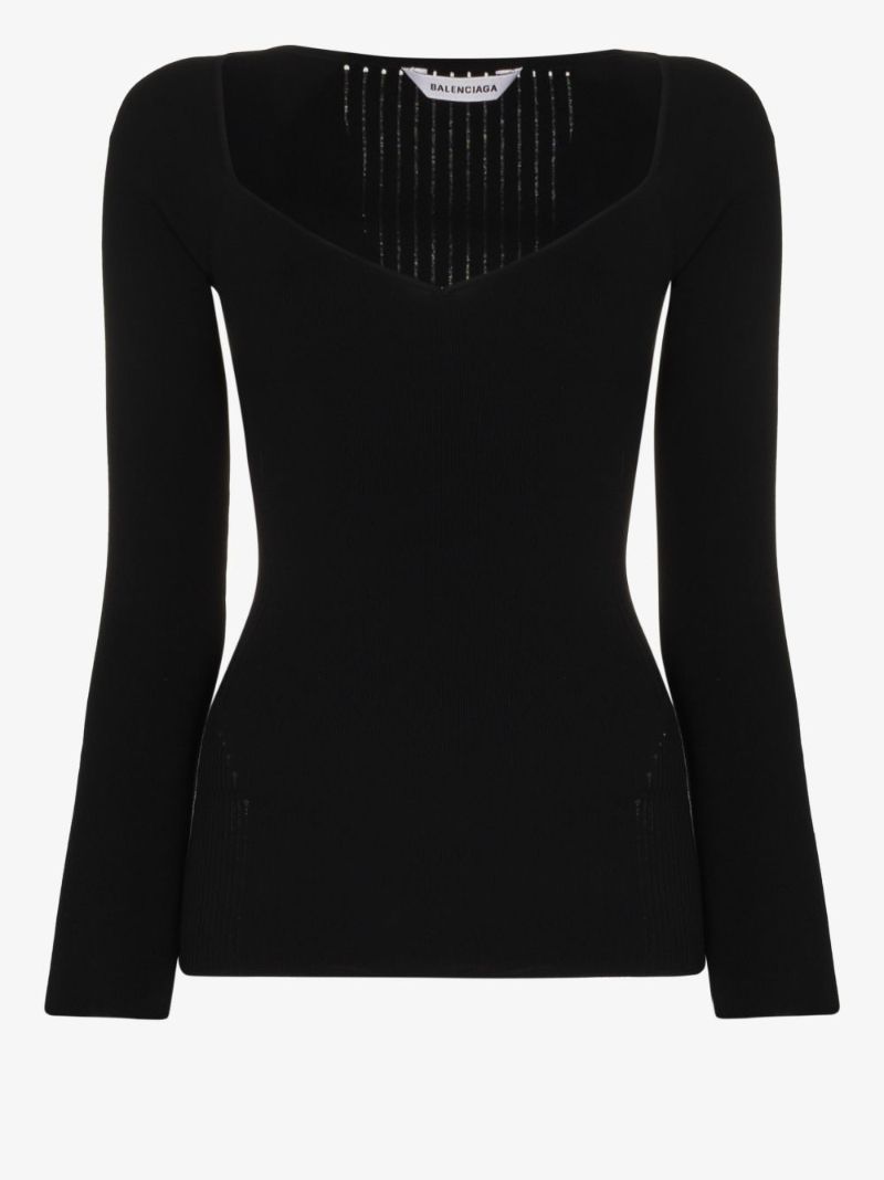 Sweetheart Neck Knitted Top