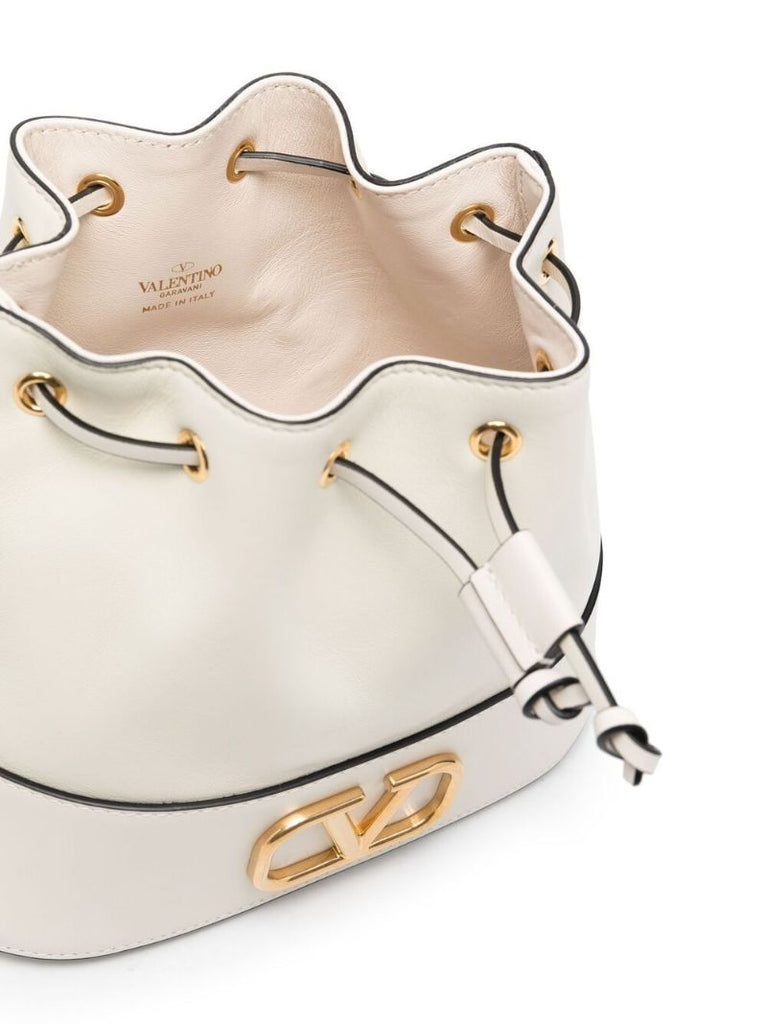 White Vlogo Signature Mini Bucket Bag
