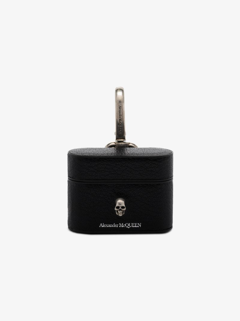 Black Skull Leather Airpods Case