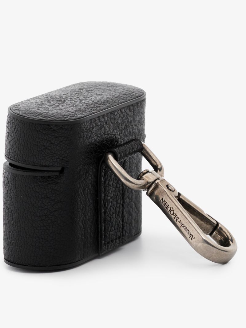 Black Skull Leather Airpods Case
