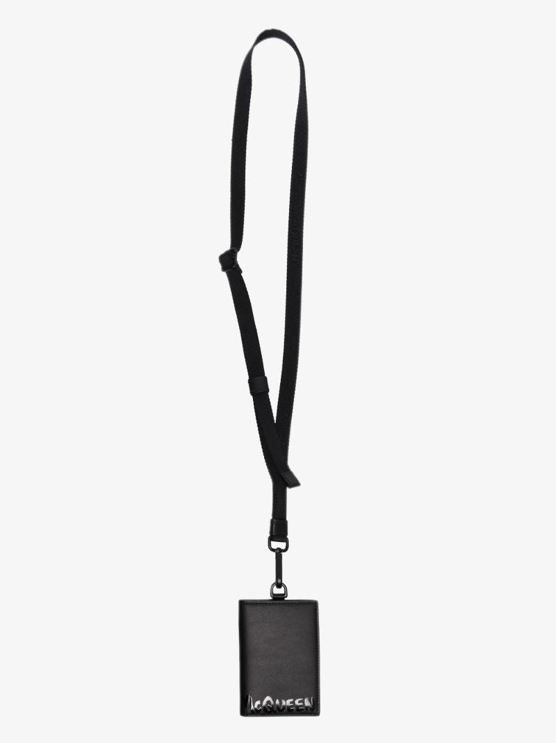 Black Graffiti Logo Leather Cardholder