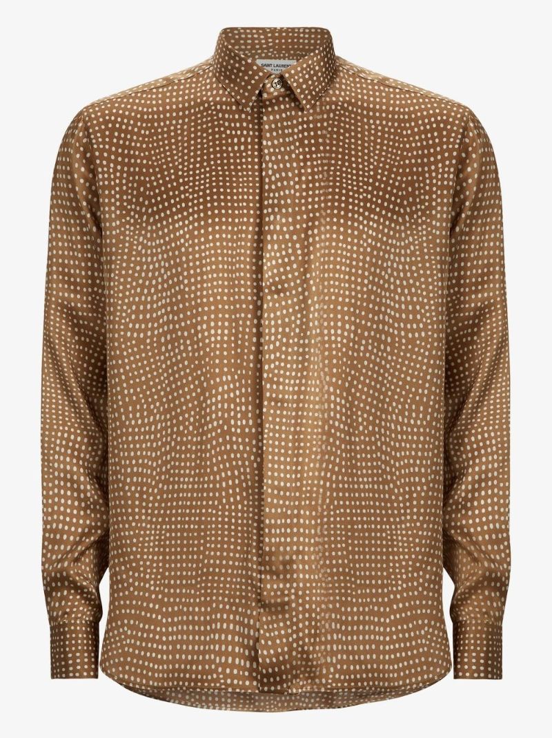 Pointillism Print Silk Shirt
