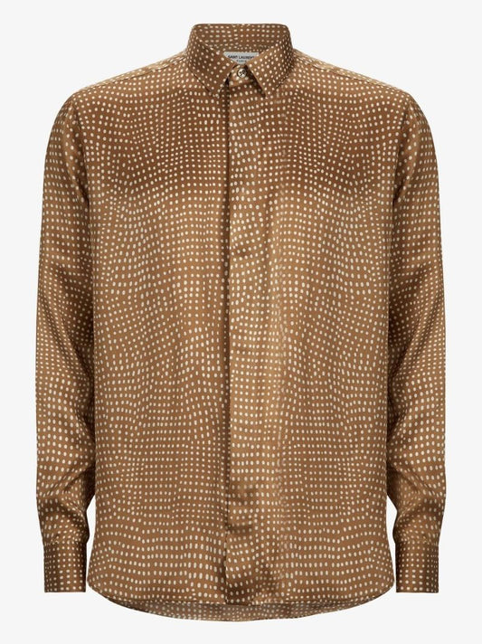 Pointillism Print Silk Shirt