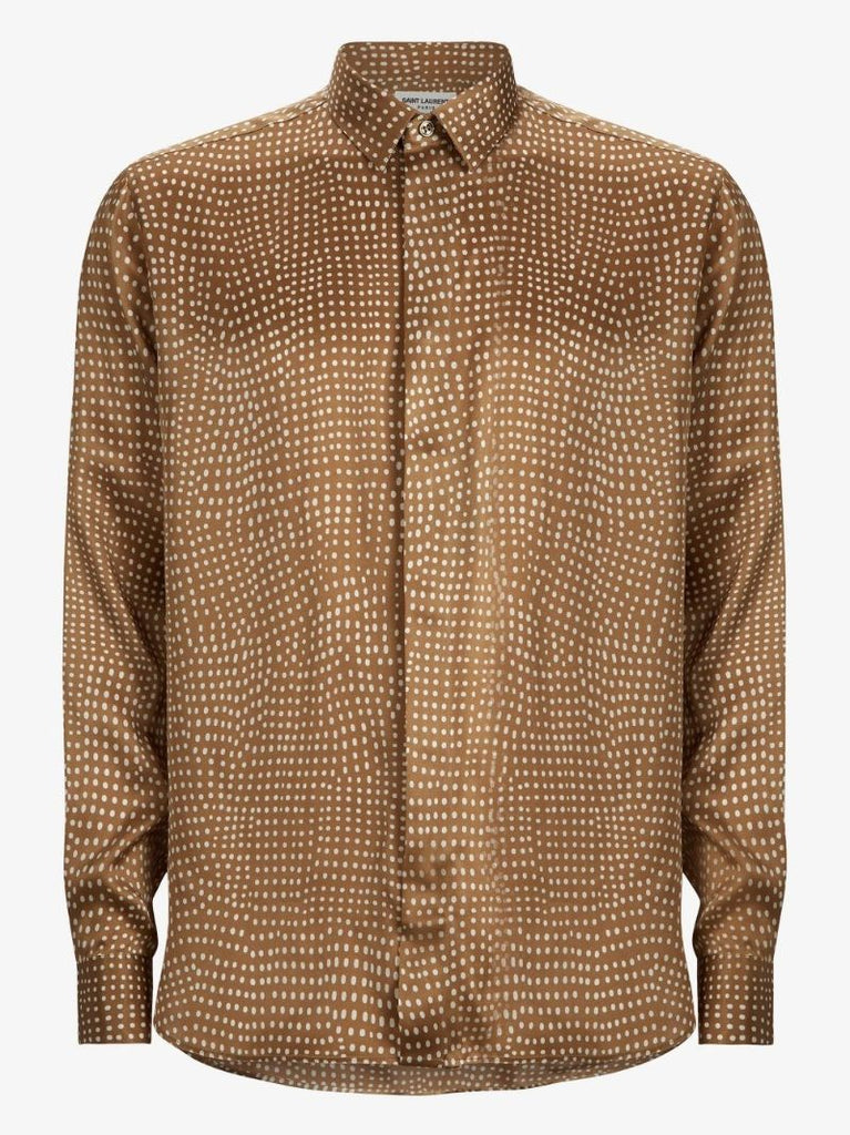 Pointillism Print Silk Shirt