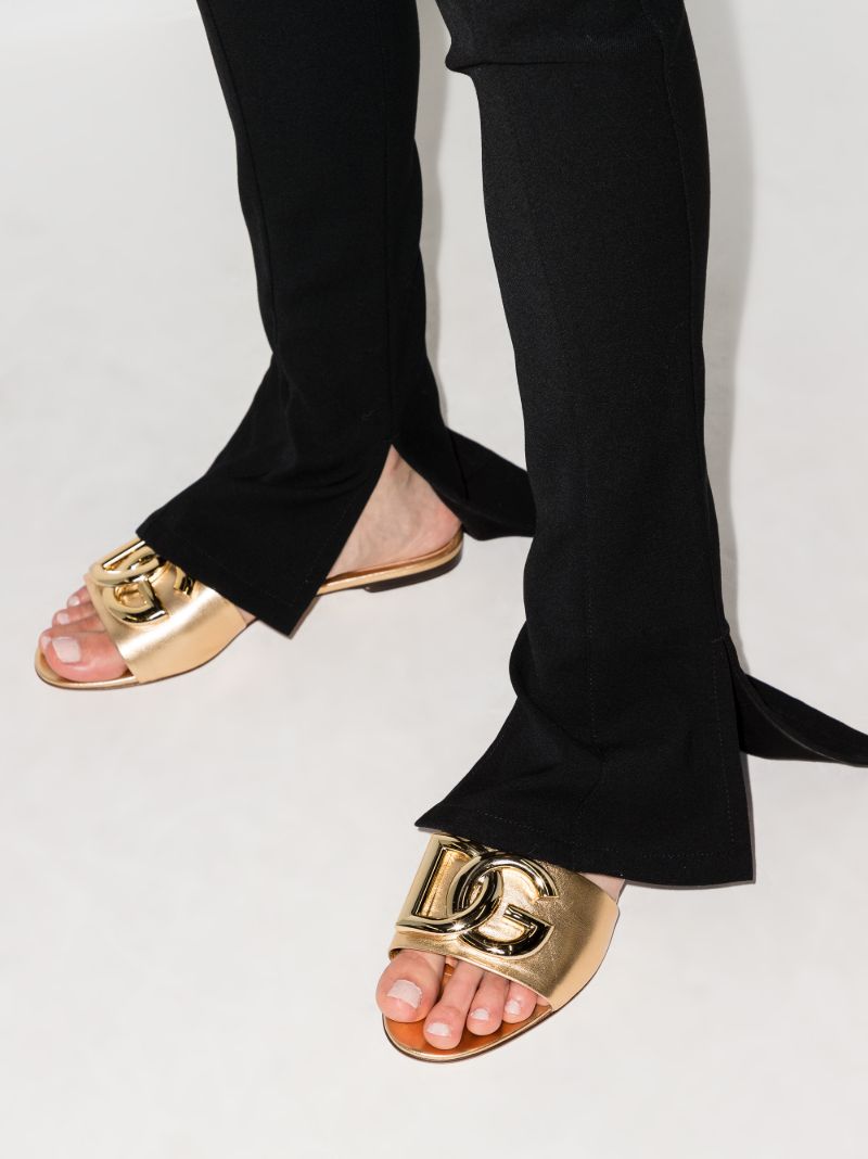 Gold Bianca Leather Slides