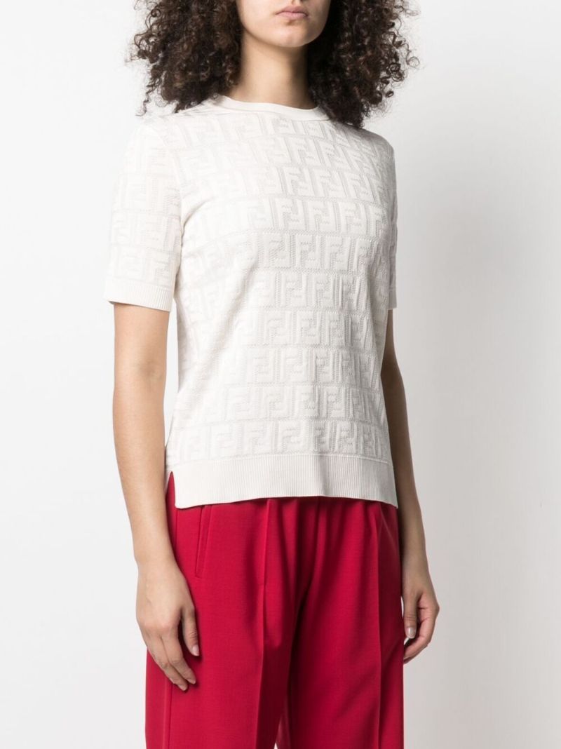 White Ff Logo Knitted Top