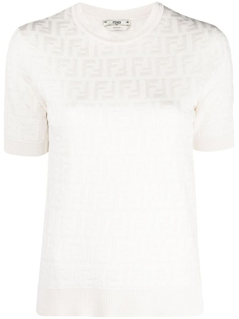 White Ff Logo Knitted Top