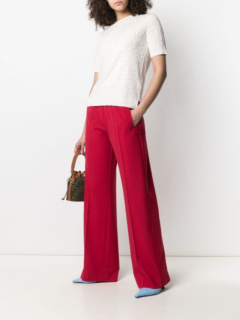 White Ff Logo Knitted Top
