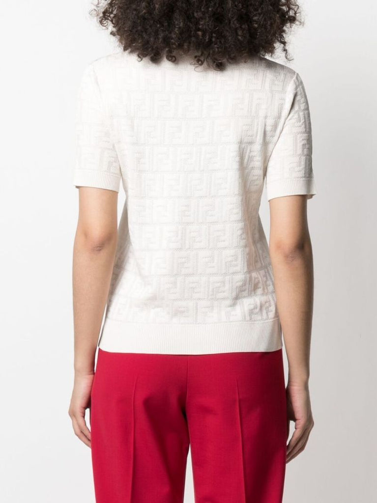 White Ff Logo Knitted Top