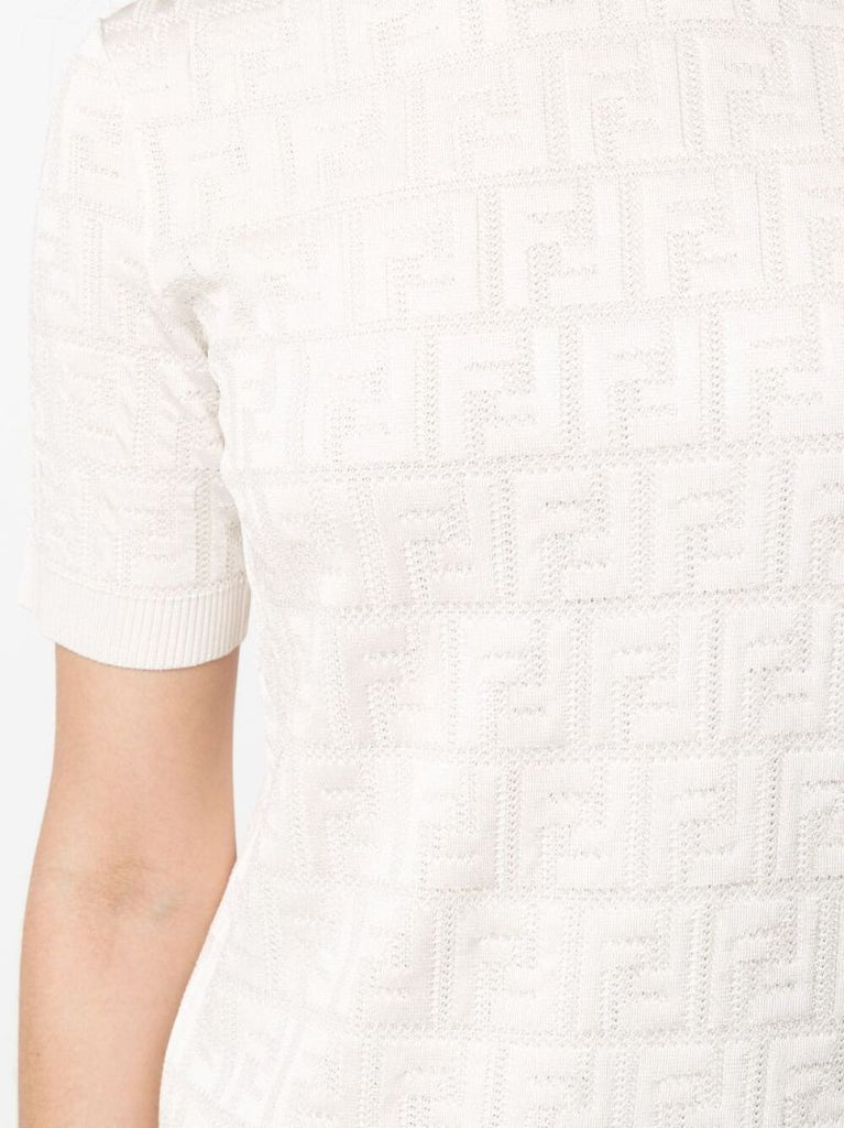 White Ff Logo Knitted Top