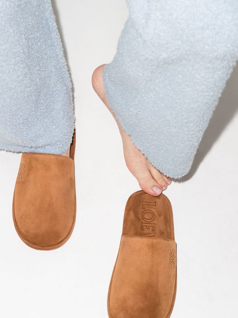 Brown Anagram Suede Slippers