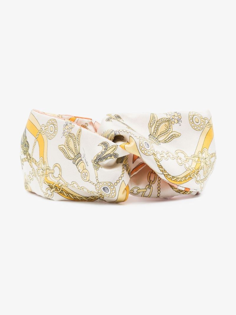 Neutral Nappine Print Silk Headscarf