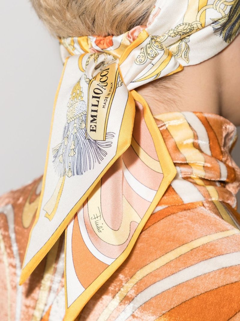 Neutral Nappine Print Silk Headscarf
