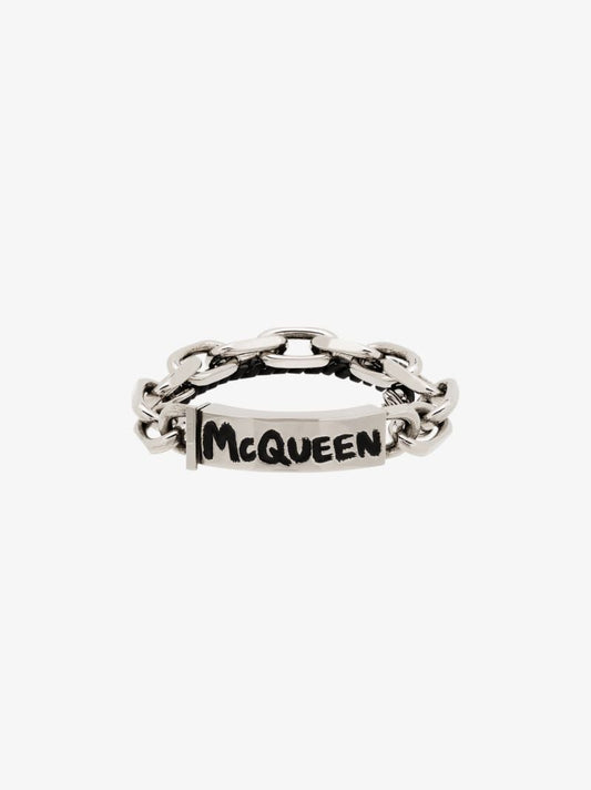 Silver Tone Graffiti Chain Bracelet