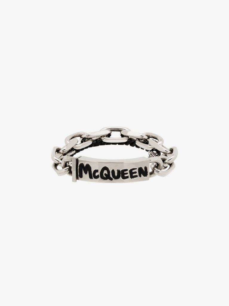 Silver Tone Graffiti Chain Bracelet