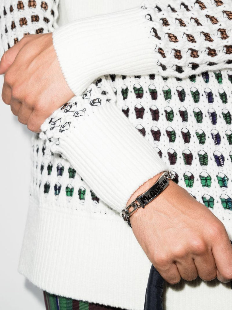 Silver Tone Graffiti Chain Bracelet