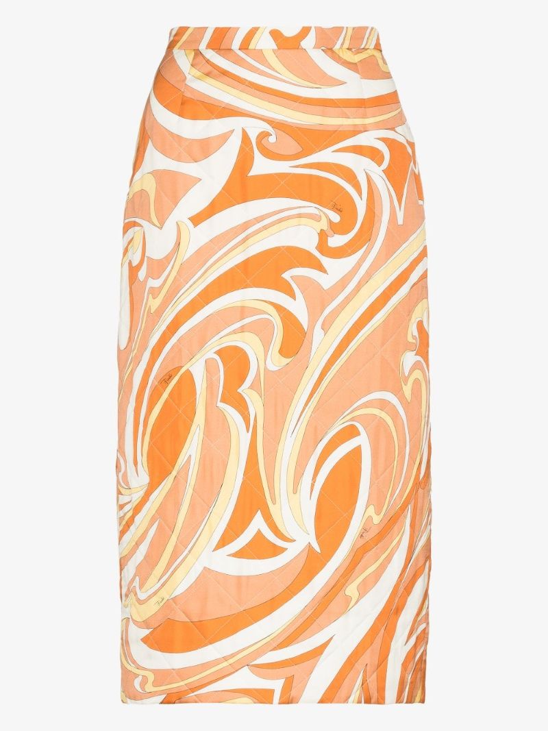 High Waist Vortici Print Skirt