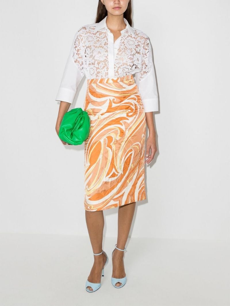 High Waist Vortici Print Skirt