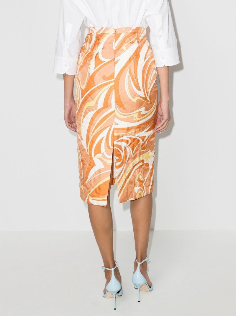 High Waist Vortici Print Skirt