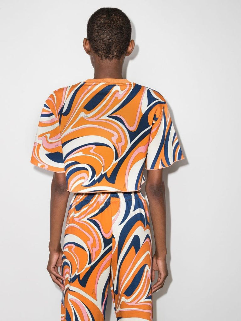 Nuages Print Cropped T-shirt