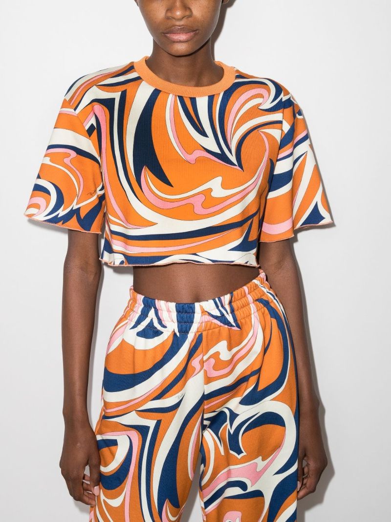 Nuages Print Cropped T-shirt