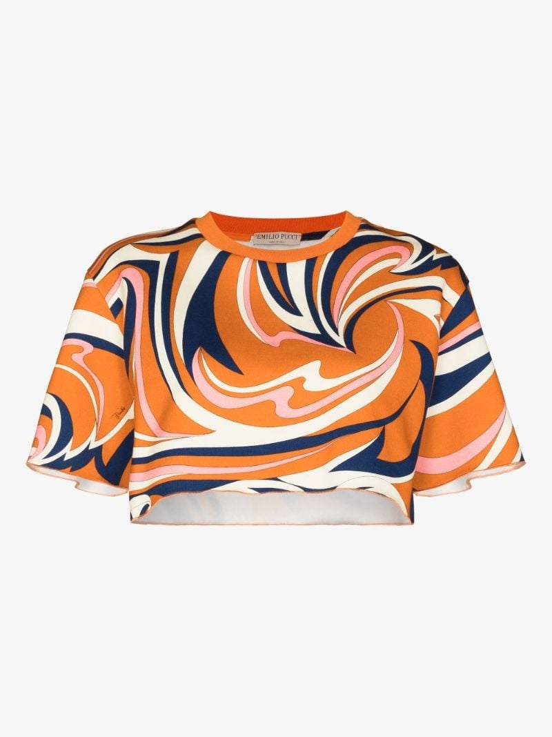 Nuages Print Cropped T-shirt