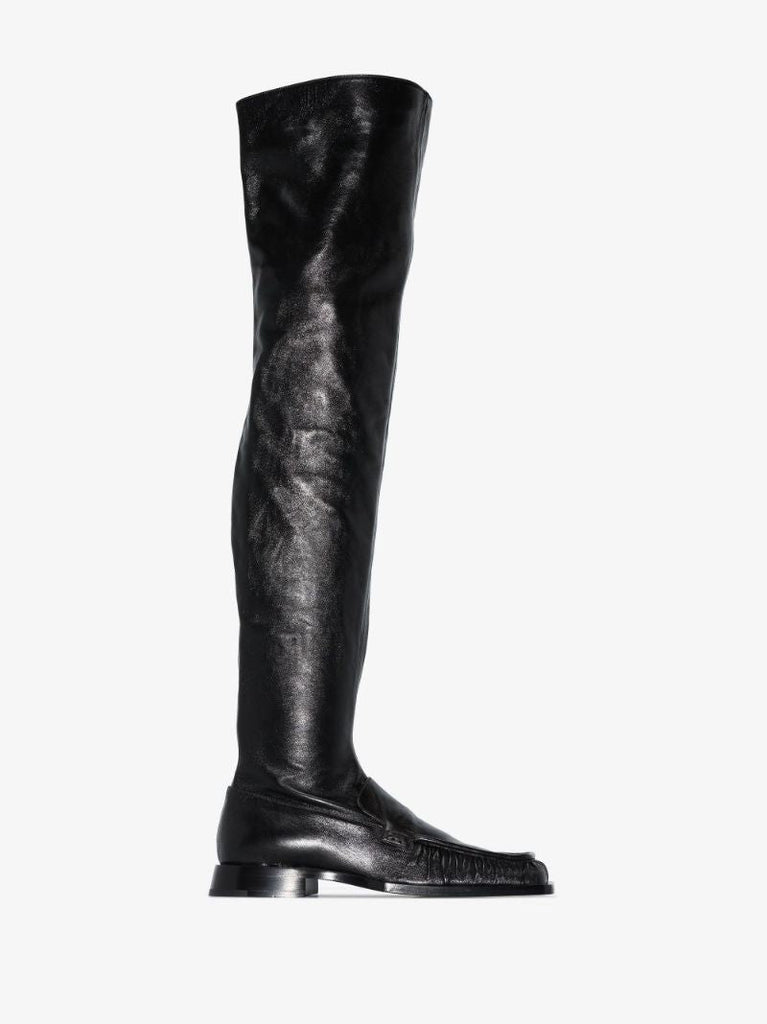 Black Nikky Thigh-high Leather Boots