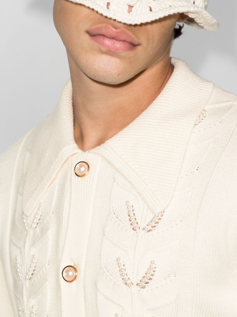 Pearl Leaf Merino Wool Cardigan